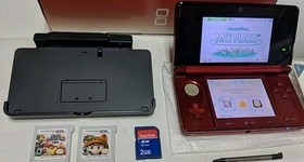 Nintendo 3DS Flame Red Console System Complete in Box w/ Games