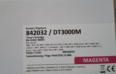 Tonerkartusche für Ricoh DT3000M Magenta Laser Kit-Office Plus Serie