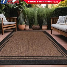 Bordered Outdoor Rug Washable Waterproof Area Carpet Easy Clean Non Shedding New