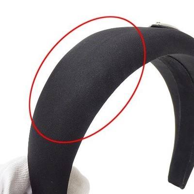 PRADA Triangle Logo Hair Band Nylon Black Headband Hair Accessory
