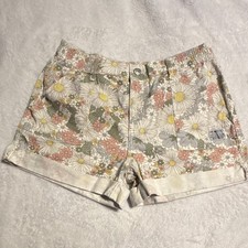 Levi's Girls High Rise Floral Cotton Shorts 14/16 Elastic Waist Cuffed