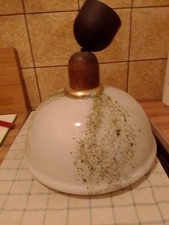 Lampenschirm aus Glas/Metall in Weiß/Gold mi...