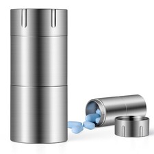 Pill Case, Titanium Keychain Pill Holder, 2 Compartments Small Metal Pill Box...