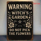 Occult "Do Not Pick Flowers" Metal Sign Witch's Garden Vintage Yard & Patio