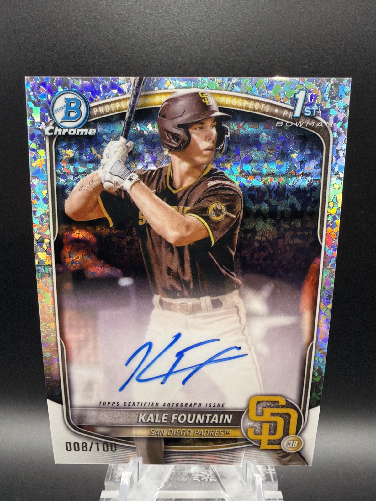2025 Bowman Chrome Kale Fountain #CPA-KFO 1st Bowman Auto Mini Diamond /100