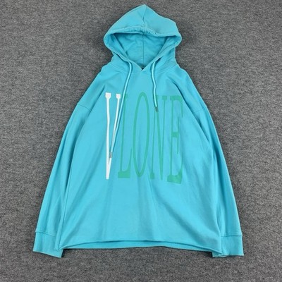 Vlone Turquoise Logo Print Hoodie size L
