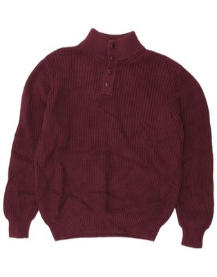 L.L.Bean Herren Pullover Pulli mit Knopfleiste Medium Burgund Baumwolle DI21