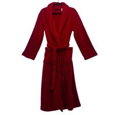 Adonna Women  s Robe Size Small Plush Red Fleece w/Belt Housecoat Loungewear