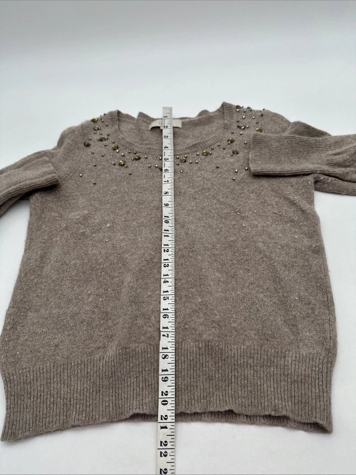 Suéter Ann Taylor Loft Mujer X-Grande Beige Bordado Estrás... #26641 Foto 4 de 4