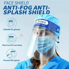 FACE SHIELD FULL FACE VISOR TRANSPARENT MASK CLEAR PLASTIC SHIELDS 1-10 PACK