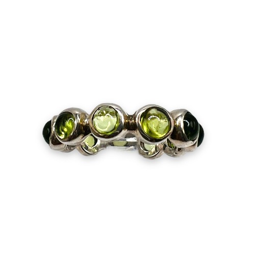 Natural Peridot 925 Sterling Silver Eternity Style Band Ring 5.75 - Picture 3 of 10