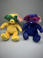  2 Ty Beanie Baby Babies Mardi Gras  Masque from 2005 Retired w/ Tags  Errors