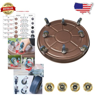 380lbs Metal Plant Caddy with 360° Lockable Casters   Durable Bronze Rolled Base
