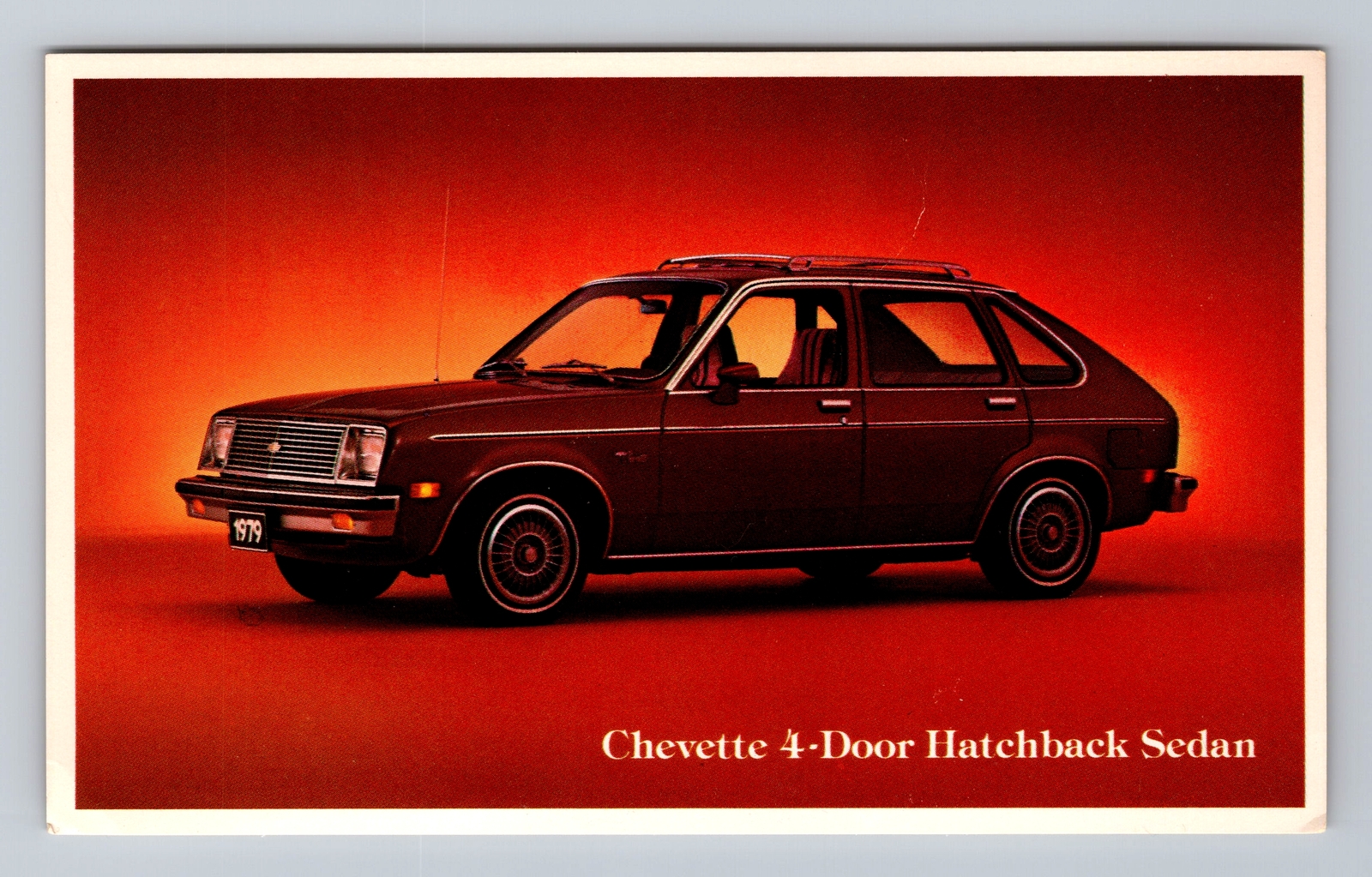Vintage Car Postcard Chevette 4-Door Hatchback Sedan Old View PC