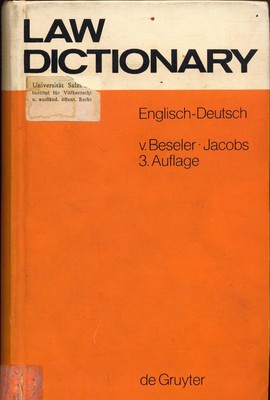 Law Dictionary: Technical dictionary of the Anglo-American legal terminology Eng