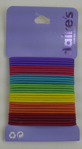 Claire's Extra Thin Rainbow Hair Ties & Gray & Yellow Beaded Band Hair Ties 2pk - Picture 2 of 9