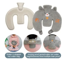 Hot Water Rubber Bag Bottle w/ Cloth Cover 360° Round Warm Cold TherapyRelax