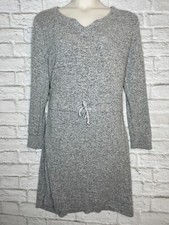 Soft Surroundings Easy Living Soft Knit Dress Women’s L Gray Drawstring Pockets