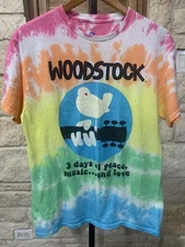 Liquid Blue Woodstock Tie-Dye T-Shirt ￼”Peace, Music…Love” Multicolor Size M