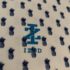 Mens Polo Shirt Large Pineapple Print IZOD Golf Stretch EUC