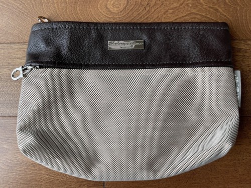 Salvatore Ferragamo Beige Canvas Cosmetic Toiletry Travel Bag Asiana Airlines