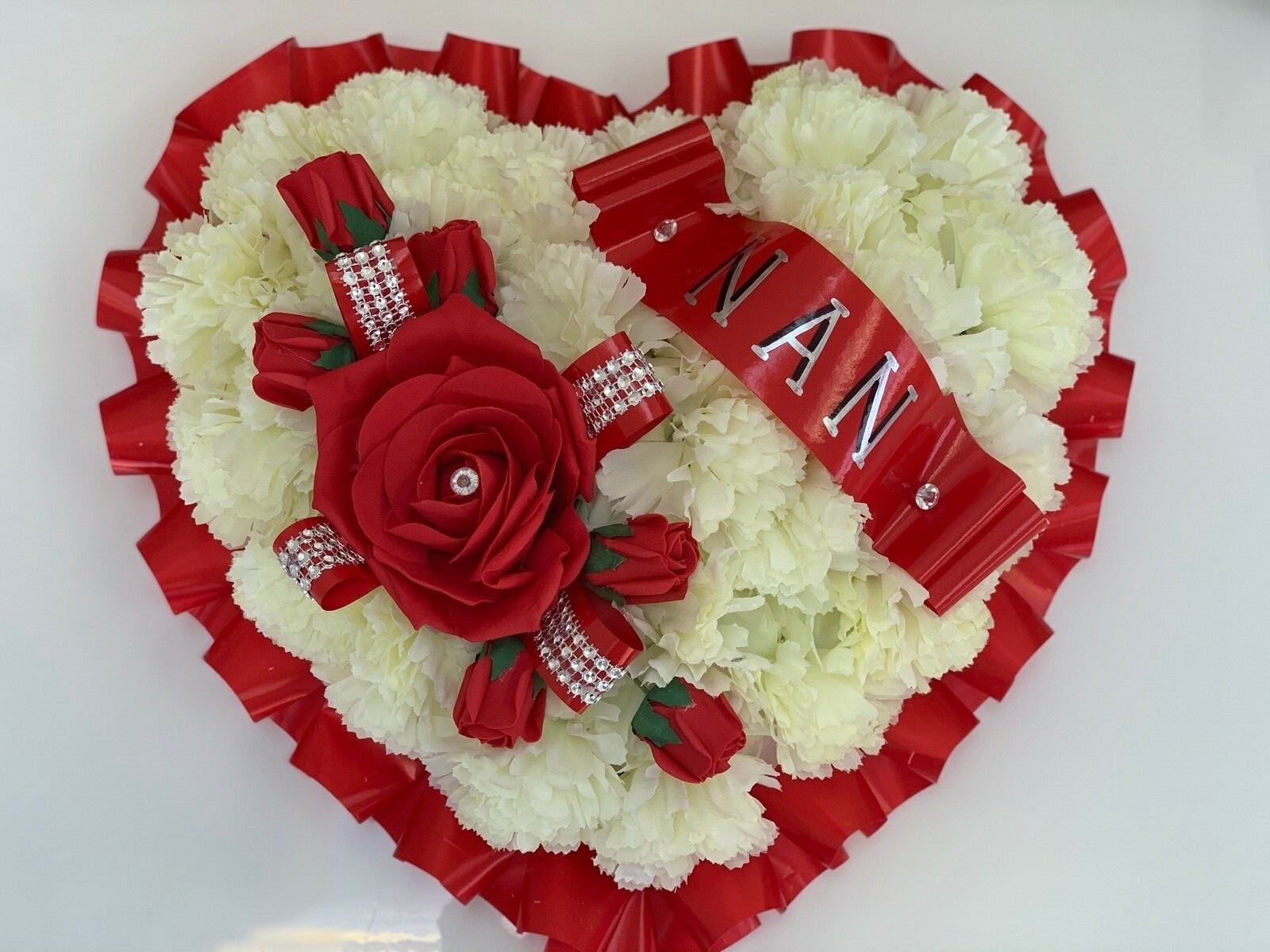 Heart Shaped Silk Artificial Funeral Flowers Wreath Memorial Grave