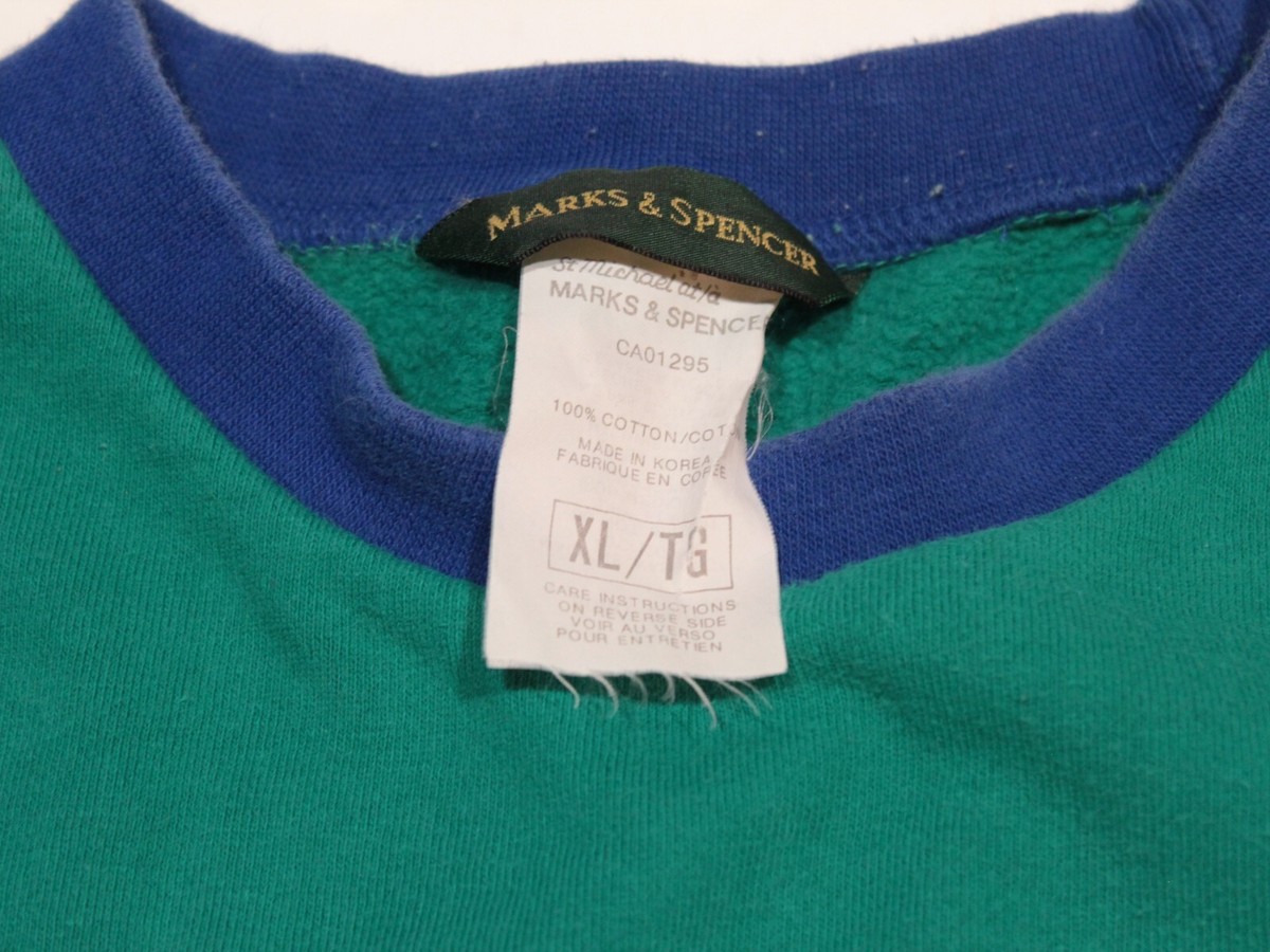Sweat Rayé Vert Marks & Spencer - Unisexe Adulte Taille S - Demi-zip - Occasion Parfait état