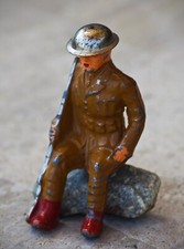 VINTAGE Barclay Cast Lead Soldier B115 Seated Red Shoes Made in USA 1937