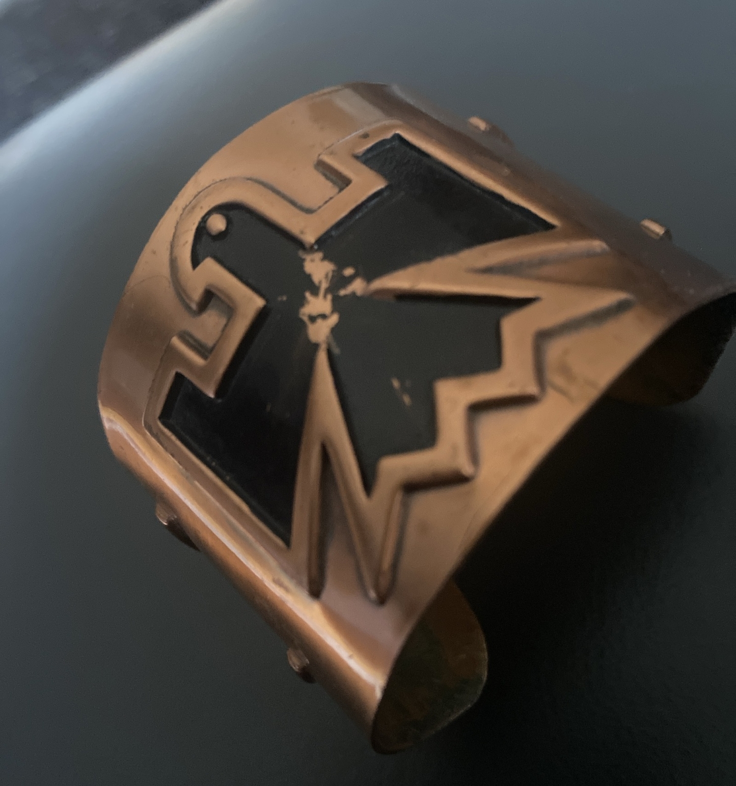 Bold  Vintage Navajo Solid Copper Thunderbird Cuf… - image 1