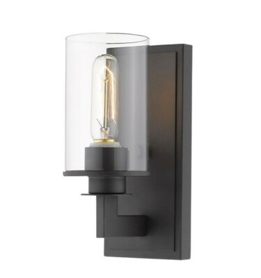 Z-Lite 462-1S-BRZ Savannah 1-Light 5 Inch Bronze & Clear Shade Wall Sconce Light