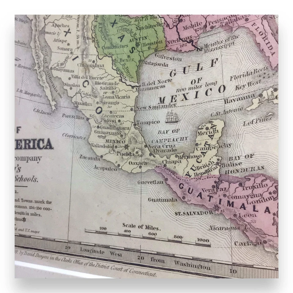 Antique Map of North America, Early Texas Republic & Russian Alaska - 1839 - Image 4 of 4