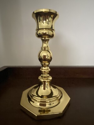 Baldwin Octagon Base Candlesticks No. 7265 Polished Brass 5” tall