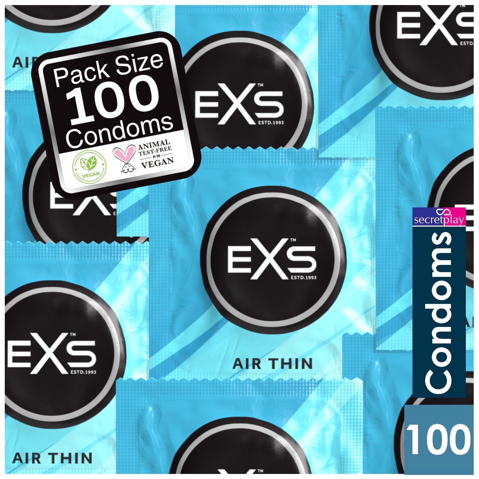 100 x Exs Air Thin Condoms | 0.045 mm Thickness Latex Ultra Sensitive Condom