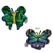 Rhode Island Novelty - Flip Sequin Plush - BUTTERFLY (Blue/Green & Black)(14 in)