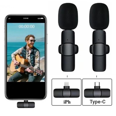 Bluetooth Wireless Lavalier Mikrofon Mini Ansteckmikrofon Handy-Live-Stream NEU