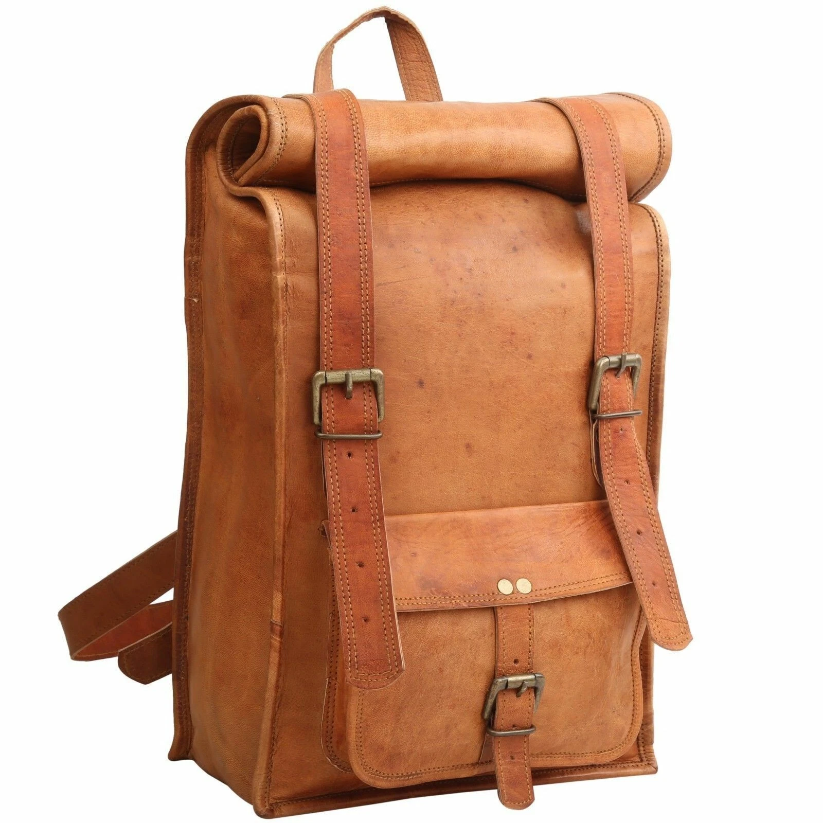 Mens Genuine Travel Backpack Rucksack Laptop Genuine Vintage New Leather Bag