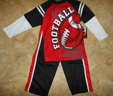 Boy's Footballl Red Black Athletic Top Pants Set Size 4-NWT
