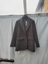 Boohoo Black Wool Look Single Button Boyfriend Blazer Jacket UK 10 New