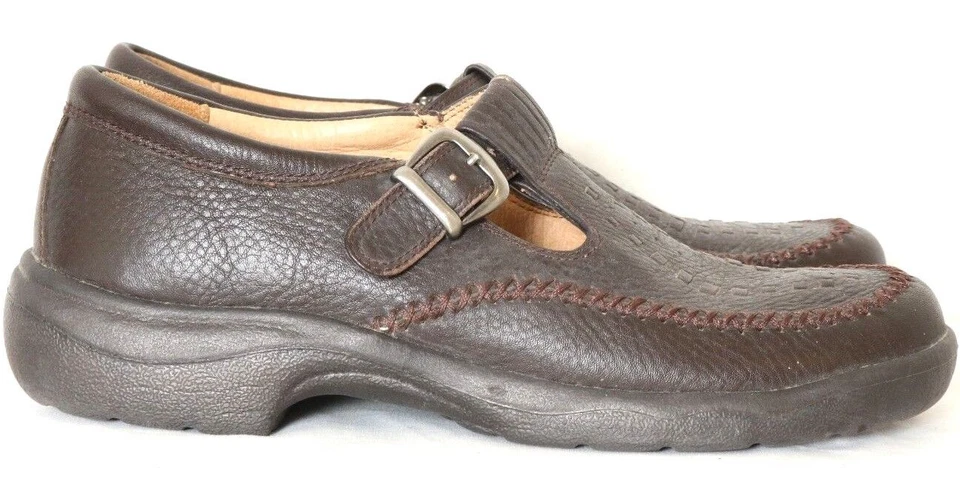 Zapatos planos Supremes suaves de cuero marrón tejido sin usar, en caja, correa en T para mujer EE. UU. 9,5 N Foto 2 de 4