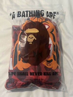 SIZE: XL - BAPE DOUBLE HOODIE Color Camo Tiger Shark Wide Full Zip