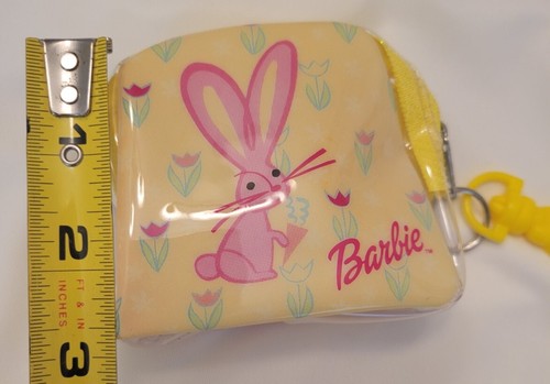 Mattel Galerie Barbie Keychain Coin Purse ☆ Yellow & Pink ☆ Easter Bunnies ☆Y2K - Picture 5 of 6