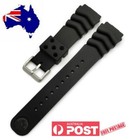 SEIKO Z22 Diver Sports Black Blue Silicone Rubber Watch Band HD SS Clasp Branded