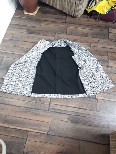 Calvin Klein Black White Blazer Jacket Size UK 12 Designer Geometric - Picture 9 of 11