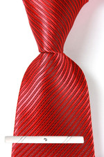 New Classic Striped Solid Red JACQUARD WOVEN 100 Silk Men's Necktie Tie
