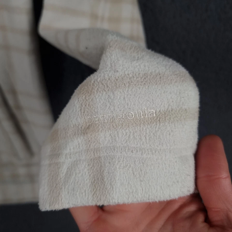 PATAGONIA Jacket Womens S Small Beige Check Fleece Over Shirt Shacket Zip Shea - Image 3 of 4