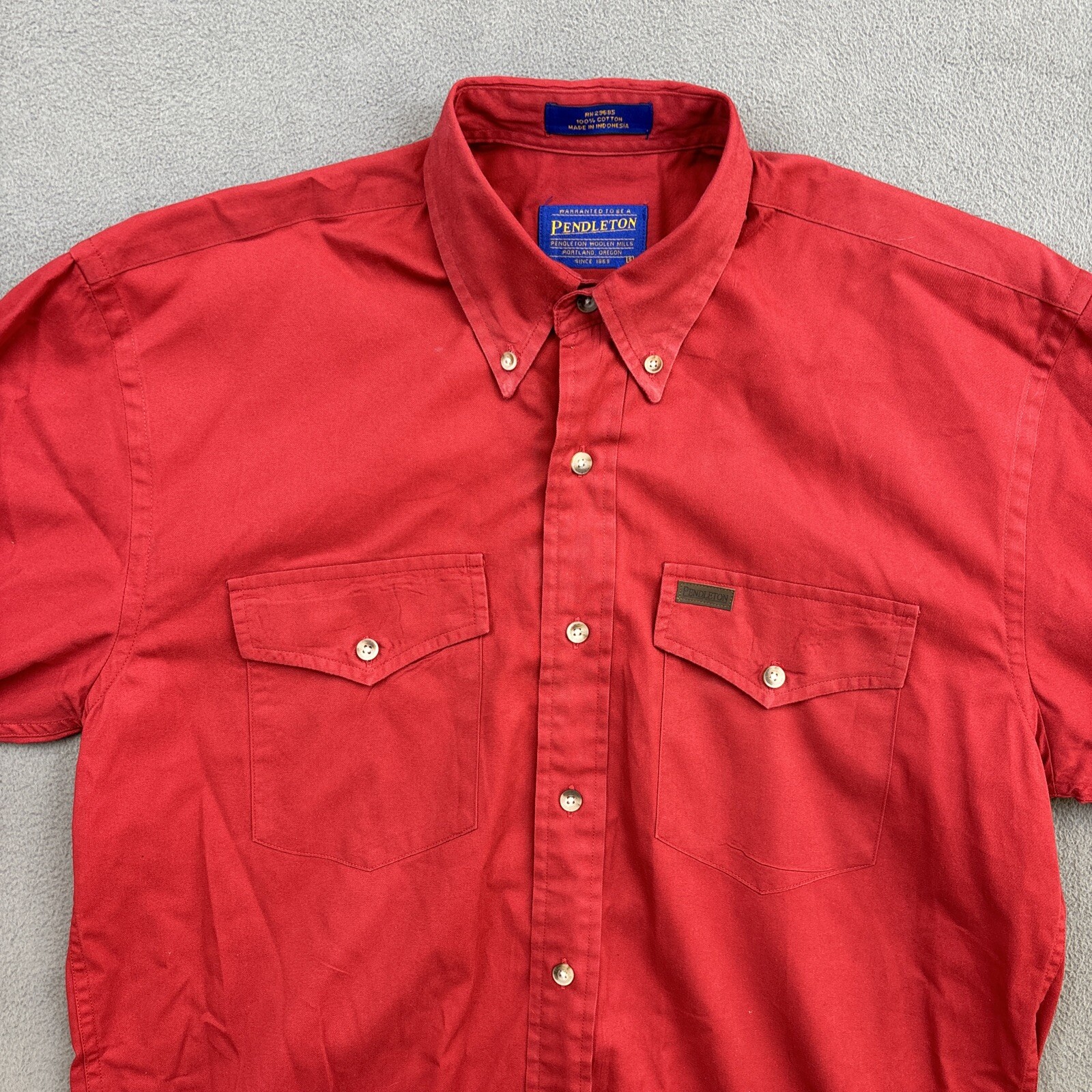 Pendleton Button Down Shirt Long Sleeve Solid Red… - image 4