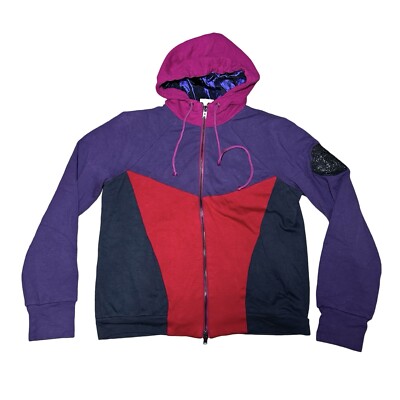 RARE Gianfranco Ferre Italian Vtg Y2K Womens Size L Colorblock Hoodie Jacket EUC