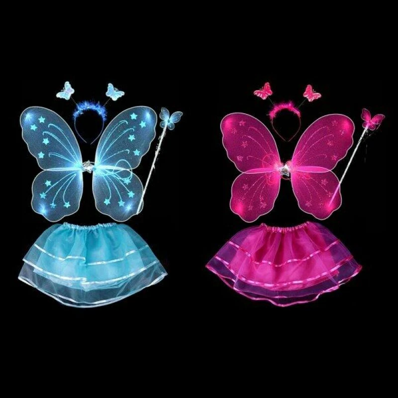 Juego de 4 piezas de disfraces de fantasía de mariposa alas de hadas para niñas y niños fiesta de Halloween Foto 4 de 4