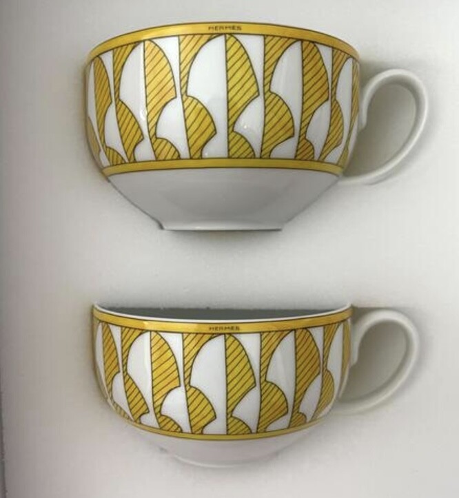 Tasse Hermès Soleil D'Hermès N°2 – Jaune, Porcelaine De France, 300ml, Paire