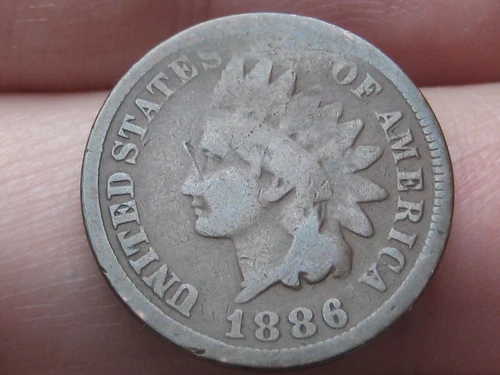 1886 Indian Head Cent Penny, Variety 1, Var 1, T1, Type 1, VG Details